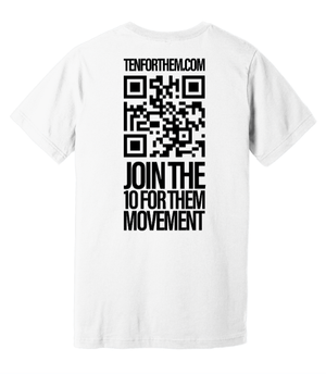 Custom Printed Apparel | Kids Alive - Unisex T-Shirt (Ten for Them Design) White/ Grey - Kids Alive On Demand