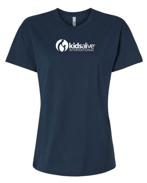 Custom Printed Apparel | Kids Alive - Women's Relaxed Cotton T-Shirt - Heather Grey / Midnight Navy - Kids Alive On Demand