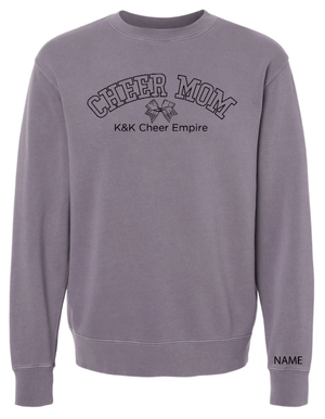 Custom Printed Apparel | K&K Cheer Gear - Adult Unisex Crewneck "Cheer Mom Design" (Light Purple/Cement) (PERSONALIZATION OPTIONAL) - K&K Cheer Gear W25 - 18345