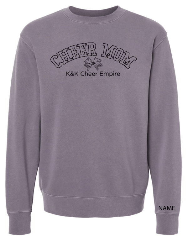 Custom Printed Apparel | K&K Cheer Gear - Adult Unisex Crewneck "Cheer Mom Design" (Light Purple/Cement) (PERSONALIZATION OPTIONAL) - K&K Cheer Gear W25 - 18345