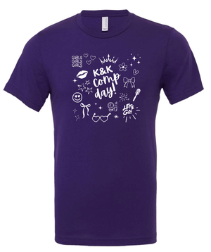 Custom Printed Apparel | K&K Cheer Gear - Adult Unisex Purple T-Shirt "Comp Day Design" - K&K Cheer Gear W25 - 18345