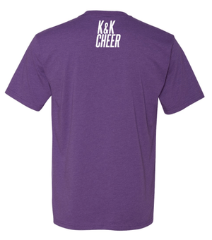 Custom Printed Apparel | K&K Cheer Gear - Adult Unisex Purple T-Shirt "Life of a Cheer Mom Design" - K&K Cheer Gear W25 - 18345