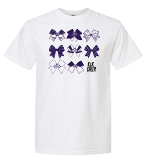Custom Printed Apparel | K&K Cheer Gear - Adult Unisex White Heavyweight T-Shirt "Bows Design" - K&K Cheer Gear W25 - 18345
