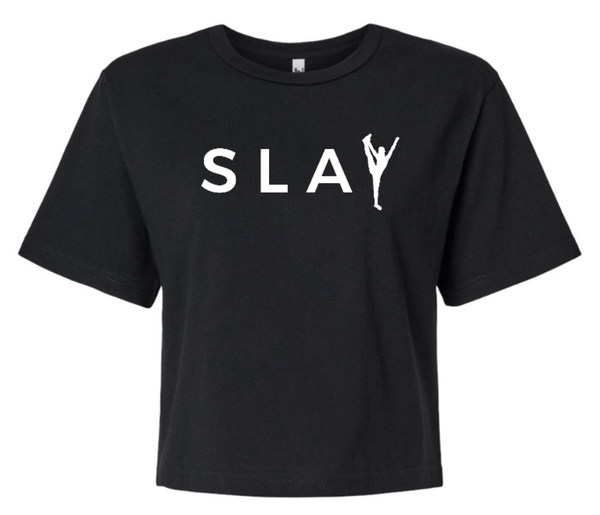 Custom Printed Apparel | K&K Cheer Gear - Women's Black Boxy Tee "Slay Design" - K&K Cheer Gear W25 - 18345
