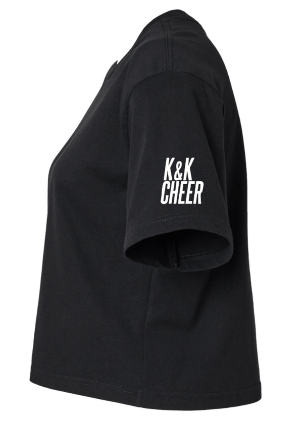 Custom Printed Apparel | K&K Cheer Gear - Women's Black Boxy Tee "Slay Design" - K&K Cheer Gear W25 - 18345