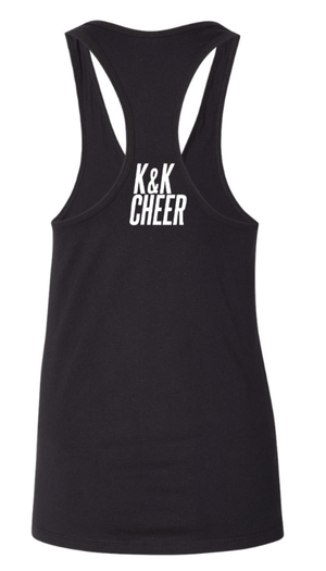 Custom Printed Apparel | K&K Cheer Gear - Women's Black Jersey Racerback Tank "Slay Design" - K&K Cheer Gear W25 - 18345