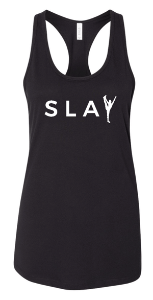 Custom Printed Apparel | K&K Cheer Gear - Women's Black Jersey Racerback Tank "Slay Design" - K&K Cheer Gear W25 - 18345