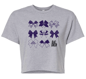 Custom Printed Apparel | K&K Cheer Gear - Women's Crop Top "Bows Design" (MULTIPLE COLOR CHOICES) - K&K Cheer Gear W25 - 18345