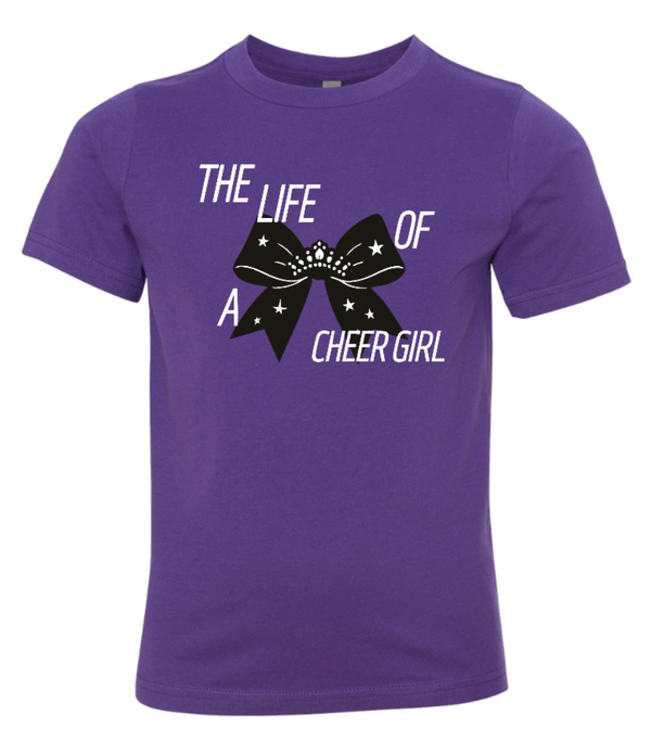 Custom Printed Apparel | K&K Cheer Gear - Youth Purple T-Shirt "Life of a Cheer Girl Design" - K&K Cheer Gear W25 - 18345