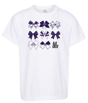 Custom Printed Apparel | K&K Cheer Gear - Youth White Heavyweight T-Shirt "Bow Design" - K&K Cheer Gear W25 - 18345