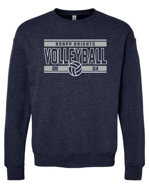 Custom Apparel - Screen Printing - Knapp Knights Volleyball - Drop Shoulder Crewneck Sweatshirt (Navy, Dk. Grey) (NAME & NUMBER OPTIONAL) - Knapp Knights Volleyball - 16528