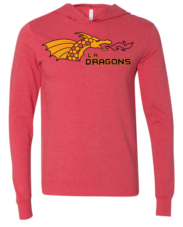 Custom Printed Apparel | LA Dragons Fall 2025 - Adult Hooded Long Sleeve (Heather Red/Deep Heather) - LA Dragons Fall 2025 - 18449