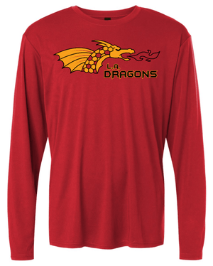Custom Printed Apparel | LA Dragons Fall 2025 - Adult Red Performance Long Sleeve Tee - LA Dragons Fall 2025 - 18449