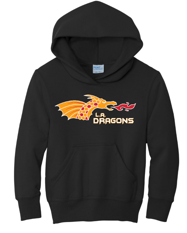 Custom Printed Apparel | LA Dragons Fall 2025 - Youth Hooded Sweatshirt (Athletic Heather/Black) (Personalization Optional) - LA Dragons Fall 2025 - 18449