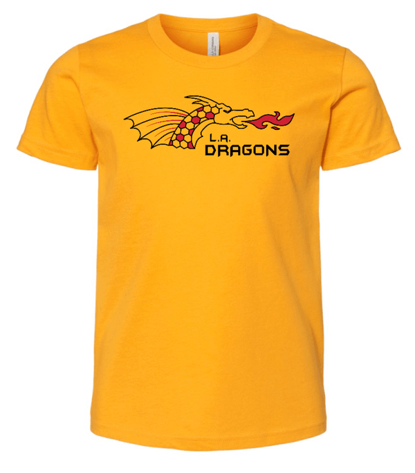 Custom Printed Apparel | LA Dragons Fall 2025 - Youth T-Shirt (Gold/Dark Grey) - LA Dragons Fall 2025 - 18449