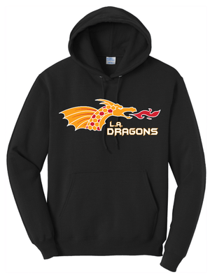 Custom Printed Apparel | LA Dragons Holiday Store 2025 | Adult Unisex Black Hoodie "Dragon Design" (PERSONALIZATION OPTIONAL) - LA Dragons Holiday 25 - 18748