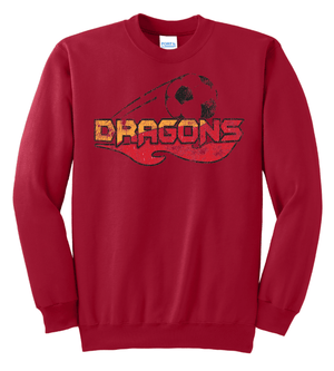 Custom Printed Apparel | LA Dragons Holiday Store 2025 | Adult Unisex Red Crewneck "Soccer Design" - LA Dragons Holiday 25 - 18748