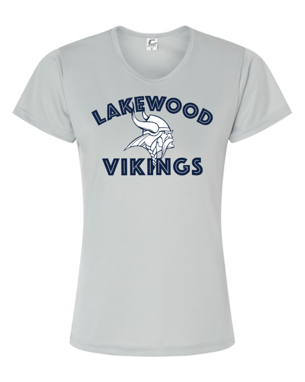 Custom Apparel - Screen Printing - Lakewood Vikings - Women’s Performance T-Shirt (Arch Design) - Lakewood vikings