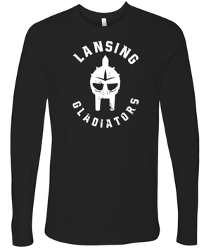 Custom Printed Apparel | Lansing Gladiators Fall 2025 - Black Adult Long Sleeve Tee - Lansing Gladiators Fall 2025 - 18278