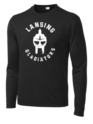 Custom Printed Apparel | Lansing Gladiators Fall 2025 - Black Adult Performance Long Sleeve Tee - Lansing Gladiators Fall 2025 - 18278