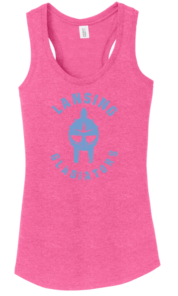 Custom Printed Apparel | Lansing Gladiators Fall 2025 - Women's Racerback Tank Tops (Fuchsia/Black) - Lansing Gladiators Fall 2025 - 18278
