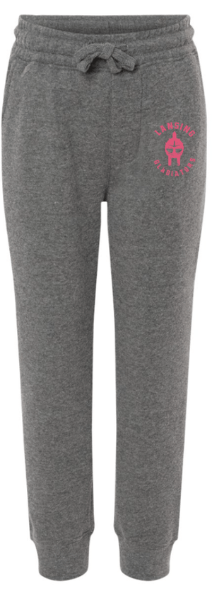 Custom Printed Apparel | Lansing Gladiators Fall 2025 - Youth Fleece Joggers (Nickel/Black) - Lansing Gladiators Fall 2025 - 18278