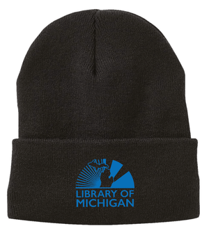 Custom Printed Apparel | Library of Michigan 2025 | Adult Black Fleece Lined Cuffed Beanie - Library of Michigan 25 - 18640