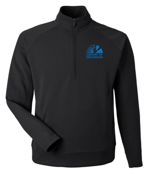 Custom Printed Apparel | Library of Michigan 2025 | Adult Unisex Apex Fleece Quarter - Zip Sweatshirt (Black/Light Blue) - Library of Michigan 25 - 18640