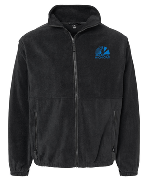 Custom Printed Apparel | Library of Michigan 2025 | Adult Unisex Black Polar Fleece Full - Zip Jacket - Library of Michigan 25 - 18640