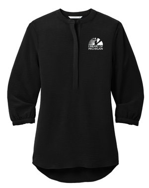 Custom Printed Apparel | Library of Michigan 2025 | Women's 3/4 - Sleeve Textured Crepe Tunic (MULTIPLE COLOR OPTIONS) - Library of Michigan 25 - 18640