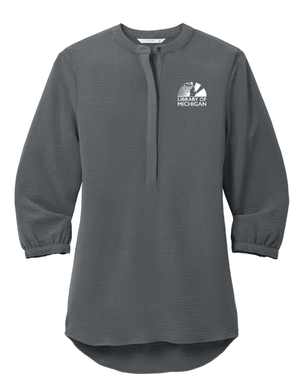 Custom Printed Apparel | Library of Michigan 2025 | Women's 3/4 - Sleeve Textured Crepe Tunic (MULTIPLE COLOR OPTIONS) - Library of Michigan 25 - 18640