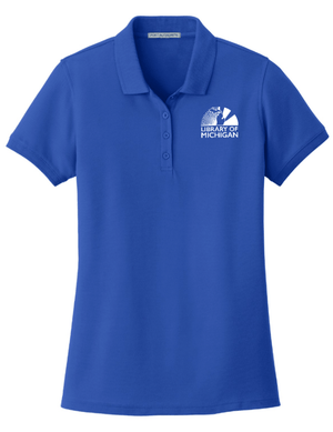 Custom Printed Apparel | Library of Michigan 2025 | Women's Core Classic Pique Polo (Royal/Graphite) - Library of Michigan 25 - 18640