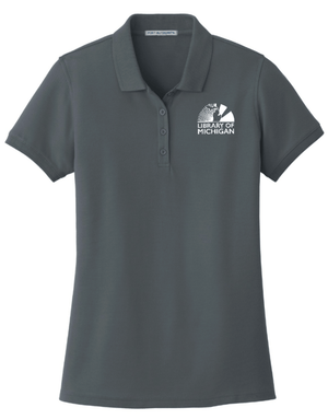 Custom Printed Apparel | Library of Michigan 2025 | Women's Core Classic Pique Polo (Royal/Graphite) - Library of Michigan 25 - 18640