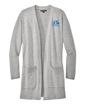 Custom Printed Apparel | Library of Michigan 2025 | Women's Grey Heather Open - Front Cardigan Sweater - Library of Michigan 25 - 18640
