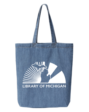 Custom Apparel - Screen Printing - Library of Michigan - Cotton Denim Tote Bag - Library of Michigan - 17783