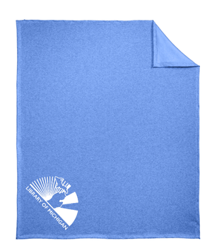Custom Apparel - Screen Printing - Library of Michigan - Fleece Sweatshirt Blanket (Blue / Grey) - Library of Michigan - 17783