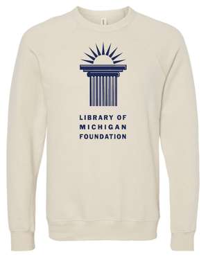 Custom Printed Apparel | Library of Michigan Foundation | Adult Unisex Crewneck (Natural/Navy) - LofM Foundation 2026 - 18803