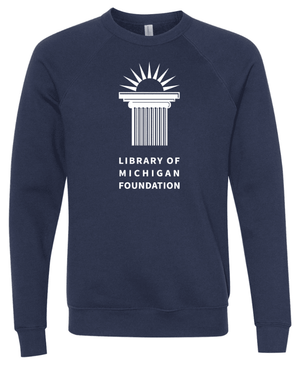 Custom Printed Apparel | Library of Michigan Foundation | Adult Unisex Crewneck (Natural/Navy) - LofM Foundation 2026 - 18803