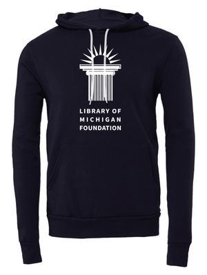Custom Printed Apparel | Library of Michigan Foundation | Adult Unisex Hoodie (Natural/Navy) - LofM Foundation 2026 - 18803