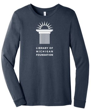 Custom Printed Apparel | Library of Michigan Foundation | Adult Unisex Long Sleeve (Slate/Navy) - LofM Foundation 2026 - 18803