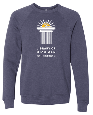 Custom Printed Apparel | Library of Michigan Foundation | Adult Unisex Navy Crewneck "40th Anniversary Design" - LofM Foundation 2026 - 18803