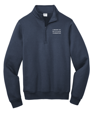 Custom Printed Apparel | Library of Michigan Foundation | Adult Unisex Navy Fleece 1/4 - Zip - Fabricated Customs