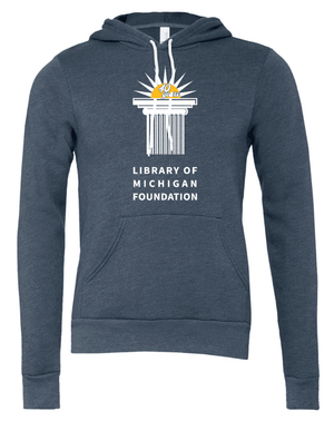 Custom Printed Apparel | Library of Michigan Foundation | Adult Unisex Navy Hoodie "40th Anniversary Design" - LofM Foundation 2026 - 18803