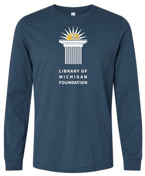 Custom Printed Apparel | Library of Michigan Foundation | Adult Unisex Navy Long Sleeve "40th Anniversary Design" - LofM Foundation 2026 - 18803