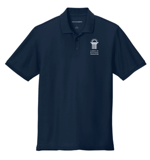 Custom Printed Apparel | Library of Michigan Foundation | Men's Pique Polo (Grey/Navy) - LofM Foundation 2026 - 18803