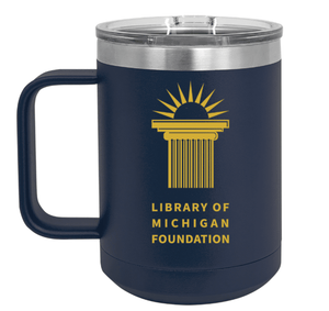 Custom Printed Apparel | Library of Michigan Foundation | Navy Travel Mug - LofM Foundation 2026 - 18803