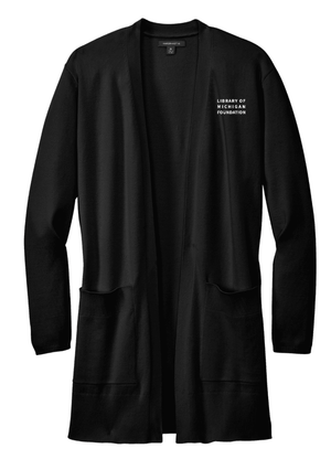 Custom Printed Apparel | Library of Michigan Foundation | Women's Black Open - Front Cardigan - LofM Foundation 2026 - 18803