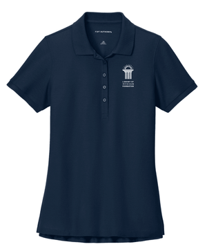 Custom Printed Apparel | Library of Michigan Foundation | Women's Pique Polo (Grey/Navy) - LofM Foundation 2026 - 18803