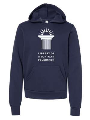 Custom Printed Apparel | Library of Michigan Foundation | Youth Navy Hoodie - LofM Foundation 2026 - 18803