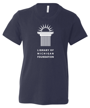 Custom Printed Apparel | Library of Michigan Foundation | Youth Navy T-Shirt - LofM Foundation 2026 - 18803
